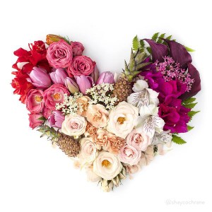 Love is Beautiful. Styled Floral Hearts by Shay Cochrane.