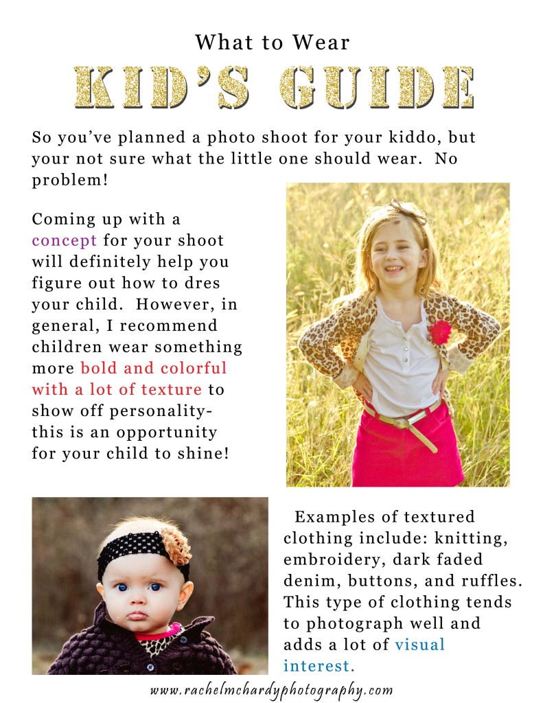 what to wear for a child photo session